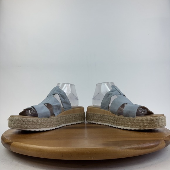 Womens Dr Scholls Electric Blue Canvas Espardille Platfrom Wedge Sandals Size 11 - Picture 5 of 8